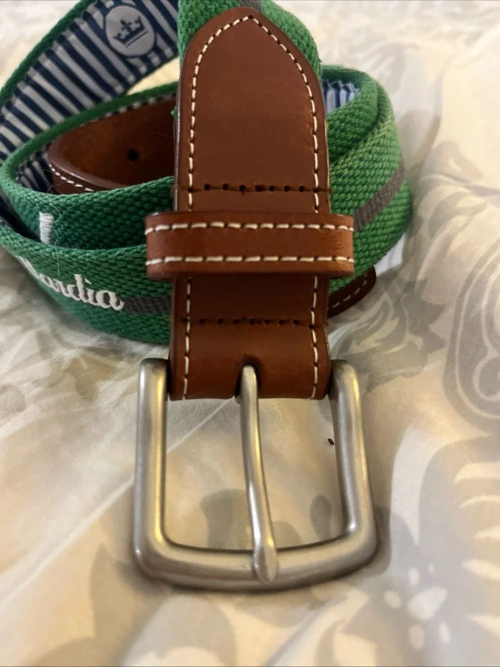 PETER MILLAR Mens Cotton Leather Belt Gaillardia Golf Course Oklahoma 36 USA New